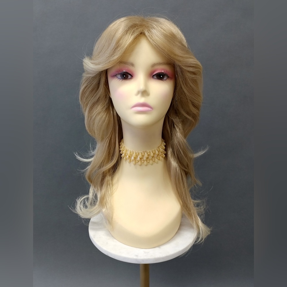 Blonde Straight Wavy Feathered Retro 70s Wig